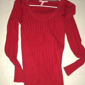 Red Victoria Secret lace crew neck sweater